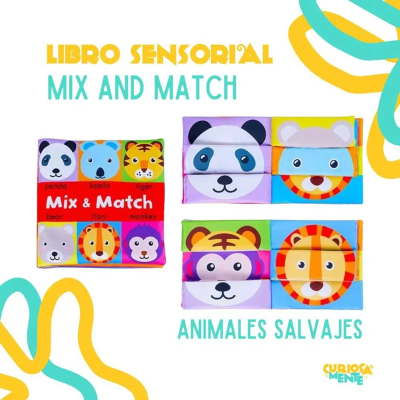 Envío Gratis Libro Sensorial Mix & Match Jungle Curiosamente
