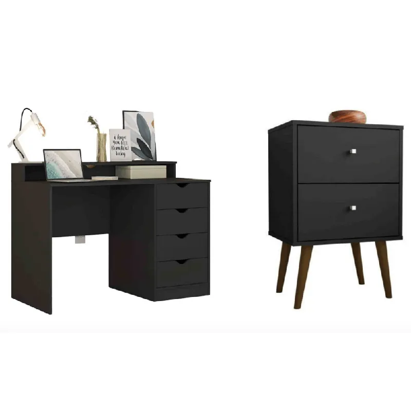Última Versión COMBO Velador Vintage Premium + Escritorio Mónaco Ventitas Home Negro