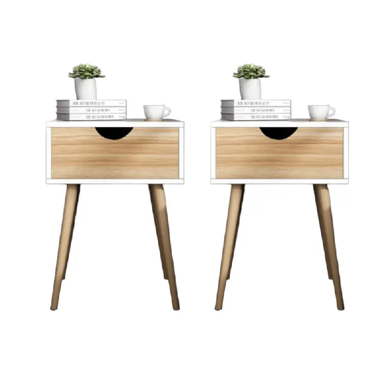 COMBO 2 Veladores Vintage Luna 1 Cajón Ventitas Home Blanco y Duna Nueva Colección