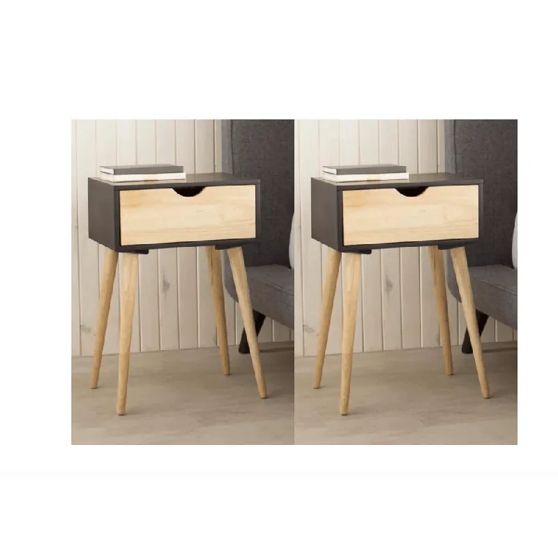 COMBO 2 Veladores Vintage Luna 1 Cajón Ventitas Home Negro y Duna Tendencia