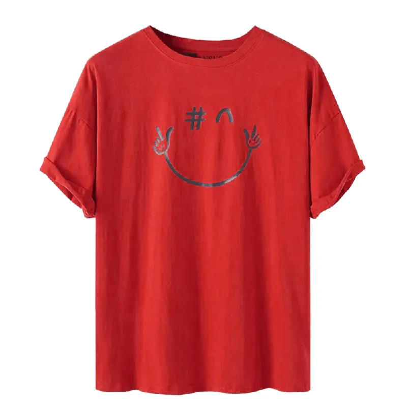 Moderno Polo Hombre Yansus Rojo Estampado Cara Feliz L
