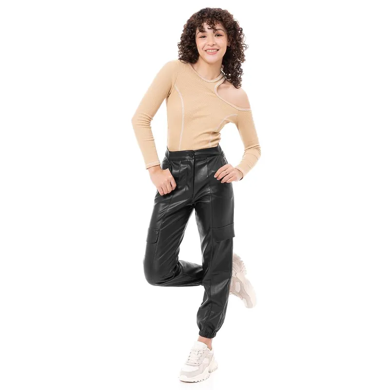Jogger Cuerina Mujer Shamara Black 26 A Buen Precio
