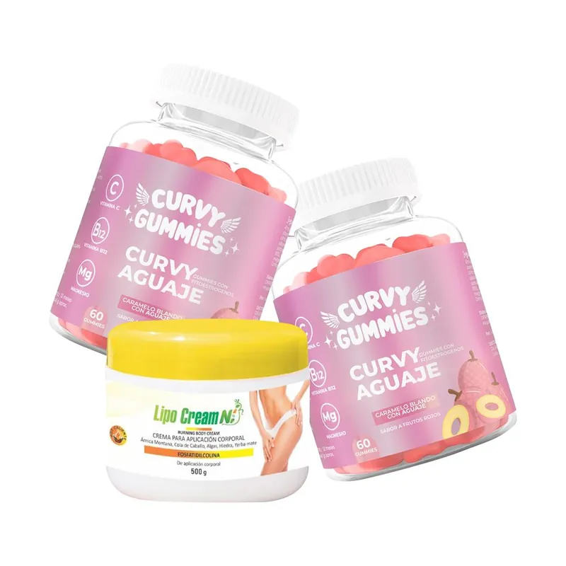 2 Suplemento Aguaje Gomitas + Crema Quemador Tapa Amarilla Lipo Cream Ni Precio Reducido