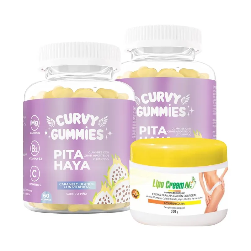 2 Suplemento Pita haya Gomitas + Crema Quemador Tapa Amarilla Lipo Cream Ni Descuento