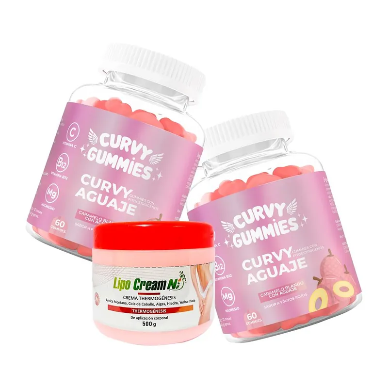 2 Suplemento Aguaje Gomitas + Crema Thermogénesis Tapa Roja Lipo Cream Ni Popular